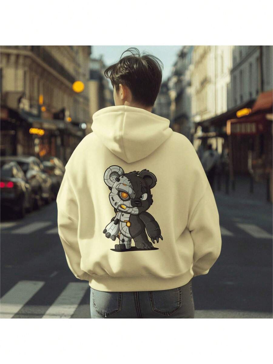Men's Casual Adult  Hoodie With Pocket For Winter - Màu Khaki - Xem 1