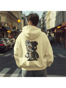 Men's Casual Adult  Hoodie With Pocket For Winter - Màu Khaki - Xem 3