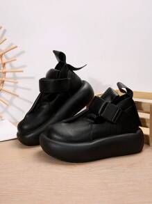 全新黑色圆头一脚蹬单扣厚底舒适时尚百搭女士平底鞋 - 黑色 - 查看 5