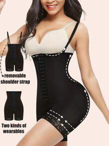 Butt Lifter & Shapewear For Women, Post-Partum Slimming Tight Top With Zipper Crotch, Lace Compression Leggings, Tummy Control