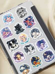 50pcs Cartoon Animal Fantasy Stickers, Simple & Artistic, Applicable For Journals, Phone Cases, Skateboards, Luggage, Helmets, Guitars, Building Blocks, Toys, Cars, DIY Decoration, Excellent Birthday, Christmas And Halloween Decorations