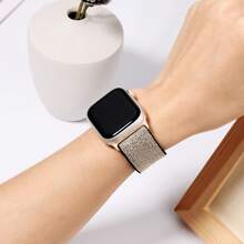 Bande stretch brillante compatible avec 38mm 40mm 41mm 42mm 44mm 45mm 46mm 49mm pour femmes, bracelet en nylon scintillant boucle solo, bracelet de poignet pailleté pour Series 10 9 8 7 6 5 4 3 2 1 SE Ultra