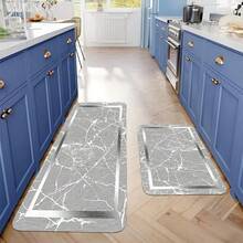 1pc Polyester Kitchen Mat With Gradient Marble Design And Anti-Slip Flannel Carpet, Suitable For Sinks, Bedrooms, Living Rooms And Dining Areas - Easy To Clean And Machine Washable - Multicolor - View 5