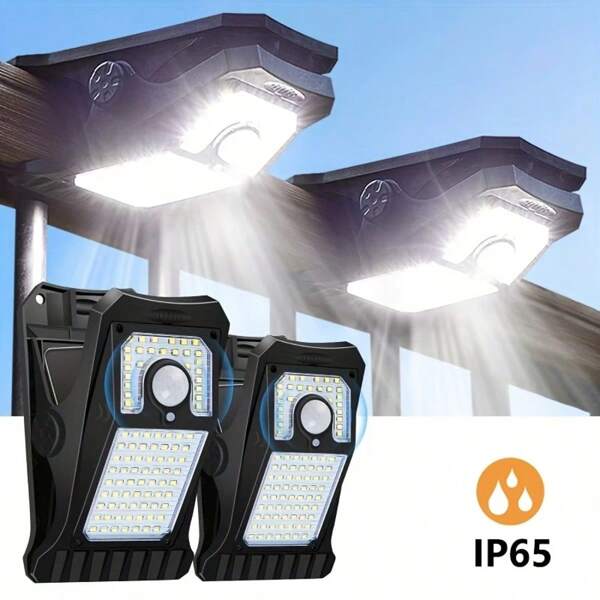 Luz con clip alimentada por energía solar, con sensor de movimiento y modo sensor de luz, portátil y resistente a la intemperie para iluminación exterior en el patio, jardín, terraza, barandilla, valla, pared, emergencia del automóvil, camping, escalera y talla grande
