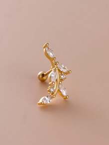 1 pièce/2 pièces Boucles d'oreilles à clou en zircone forme de feuille, couleur or/argent, convient pour la décoration de fête et le port quotidien