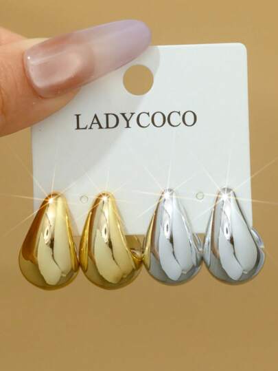 2 Pairs Elegant Teardrop Earrings, Suitable For Women's Daily Wear, Dating, Party And Everyday Matching
