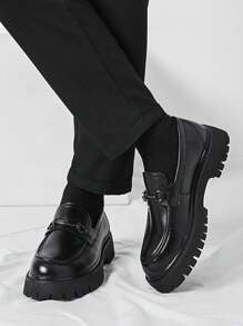 Men's Shoes, Thick Sole Teenager Fashion Sneakers, Slip-On Loafers, British Style Shoes, Business Casual Work Daily Walking Shoes, Men Footwear