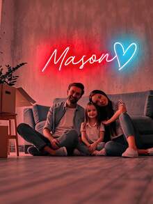 1pc Customized LED Neon Light Sign, Personalized Neon Sign Gift, Neon Name Sign, LED Neon Light Custom Sign, Customizable Neon Light Sign For Wedding Decor, Personalized Neon Light Sign Wedding Birthday Gift, Neon Light Logo Sign, Bedroom Neon Light Sign, Wall Decor, Home Decor - Multicolor - View 5