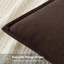 Local Delivery- Decorative Linen Pillow Covers 18x18 Inch Natural Beige ​Boho Farmhouse​ ​Neutral Couch Throw Pillows For Bed Pack Of 2 Accent Outdoor Pillowcase Modern Sofa Cushion Livingroom Home Decor - Dark Brown - 查看 2