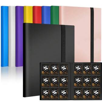 集换式卡牌夹，9 口袋卡片相册文件夹，360 度侧装口袋夹，适用于体育和游戏卡、MTG 和其他 TCG，黑色