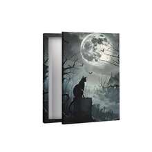 3pcs Dark Ghost Painting, Full Moon, Halloween Decorative Wall Arts Canvas Posters, Black Cat, Crow, Witch, Gothic Art HD Printing Optional Frame, Living Room, Bedroom Home Decoration Hanging Painting Room Decor - Multicolor - View 10