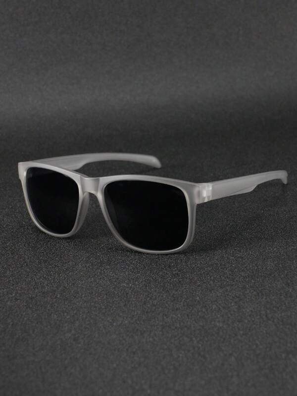 1 Pc Men's Transparent Gray Frame Fashion Glasses, Unisex Vintage Sport Polarized Fashion Glasses Suitable For Driving, Fishing, Anti-Glare, Fashionable