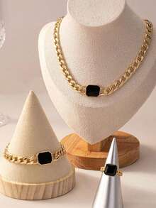 1 Set Fashionable Geometric Shaped Personalized Accessory Set - Black - View 3
