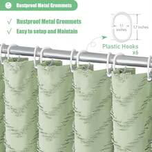 Stall Fabric Shower Curtain, 36x72 Inch Half Boho Tufted  Striped Small Cloth Bathroom Shower Curtains, Narrow Thick Waterproof Polyester Shower Curtain Set With 6 Hooks, Sage Green - Green - View 7