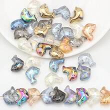 30 Peças Contas Espaçadoras de Cristal de Vidro Coloridas Eletrodepositadas no formato de Pirulito Candy de 12mm e Golfinho de 11*16mm, Material de Artesanato de Joias DIY para Colar, Pulseira, Brinco, Presentes de Feriados e Aniversário
