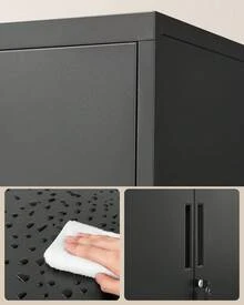 Caisson de Bureau, Placard Polyvalent, Armoire de Bureau à 2 Portes, Verrouillable, en Acier, pour Salon, Noir Mat - Noir - Voir 4