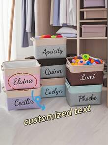 1pc Customized Toy Storage Box, Personalized Sorting & Organization Bin, Clothes Storage Bag, Custom Text Storage Basket, Large Capacity With Handle, Home Decor Storage Box, Storage Essentials Suitable For Bedroom, Living Room, Bathroom And Shelving