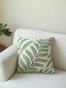 1 pièce/2 pièces Taie d'oreiller décorative à broderie de feuilles, décoration de maison pour le salon, l'intérieur de la voiture, convient pour le printemps, l'été, l'automne et l'hiver