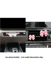 2pcs/Set Bow-Knot Car Air Vent Clip Decor, Fit For Horizontal & Vertical Air Outlet, Auto Interior Accessories - one-size - View 11