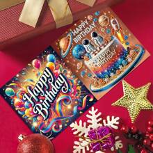 6pcs/Set Birthday Theme DIY Diamond Painting Greeting Cards, Unique Rhinestone Painting Handmade Craft Cards With 6 Envelopes, Premium Quality Materials For Holiday And Special Occasion, Express Warmth & Best Wishes