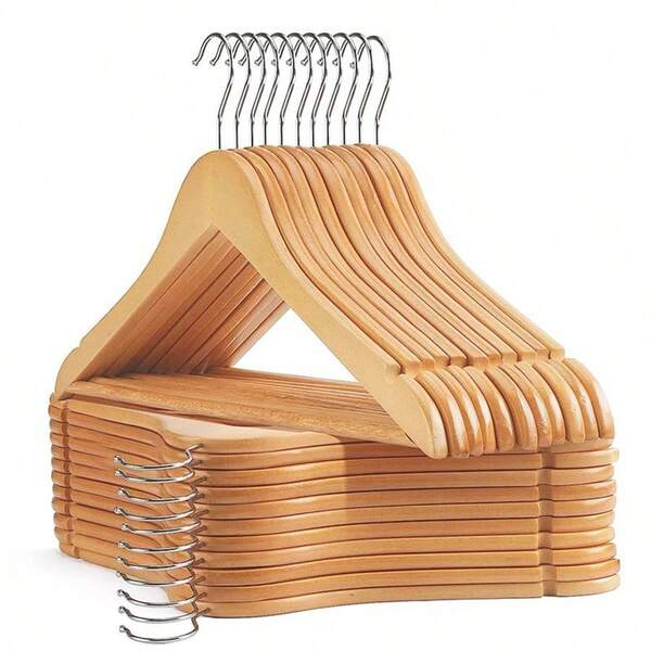 Wooden Clothes Hanger,Wide Shoulder Wood Material, Seamless, Non-Slip, Anti-Shoulder Angle Design,Suitable For Wardrobe, Garment Store Clothing Display