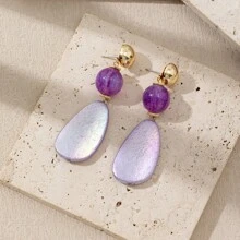 1 Pair Handmade Bohemian Style Resin Water Drop Dangle Earrings For Women, Unique Design & Colors, Irregular