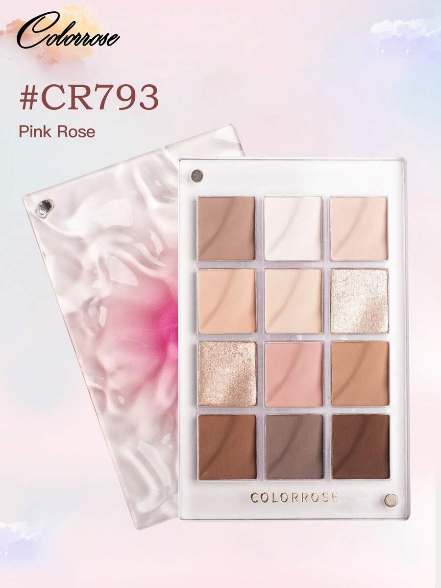 COLORROSE 9.5g 水波纹彩妆盘，哑光闪光粉眼影盘，磁性盖设计，显色度高，持久亮泽闪光眼影，丝滑，轻盈，顺滑，带镜子，荧光笔轮廓腮红粉一体式彩妆盘