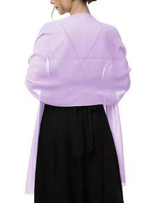 Chiffon Shawl Wrap, Suitable For Brides, Weddings, Formal Dresses And Special Occasions - Purple - View 2