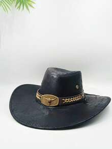 Western Cowboy Hat, Detachable Bull Rivet Decor, Wide Brim And Western Cowboy Style, Suitable For Outdoor Recreation Activities Such As Camping, Fishing, Hiking And Vacation - Cowboy Hat, Hat - Multicolor - View 5