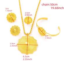 Set de 4 piezas de joyas de mujer de color dorado: collar geométrico poligonal, anillo, aretes y pulsera. Un regalo tradicional africano árabe para la novia.