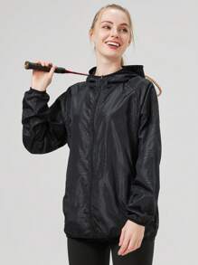 1 pièce Veste légère et imperméable de protection solaire d'été pour femmes, veste de sport de plein air décontractée à séchage rapide et fine avec sac de rangement