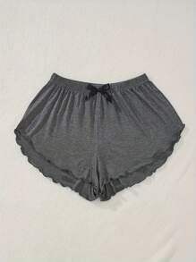 Gray Solid Color Minimalist Shorts Lounge Shorts For Women, Summer Lightweight Sleep Shorts