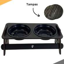 Double Elevated Suspended Pet Feeder For Cats And Dogs With Lids - màu đen - Xem 8