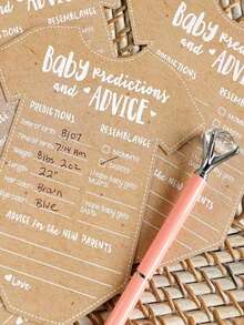 10/25/50张性别预测卡，新生儿派对礼品卡，新生儿父母派对建议卡，性别预测卡，派对游戏卡