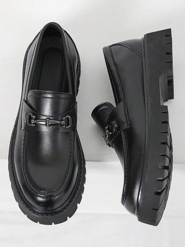 Men's Shoes, Thick Sole Teenager Fashion Sneakers, Slip-On Loafers, British Style Shoes, Business Casual Work Daily Walking Shoes, Men Footwear