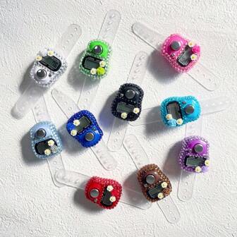 1pc Resettable 5-Digit Electronic Finger Counter With Digital Display, Suitable For Sports, Training, Muslim Prayer Beads And Tasbih Wristband Ring Counter