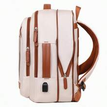 The New Business Backpack Has A Large Capacity And Is Suitable For Both Men And Women. It Is A High-End Computer Backpack And A Multi-Functional Casual Backpack - 米色 - 查看 2