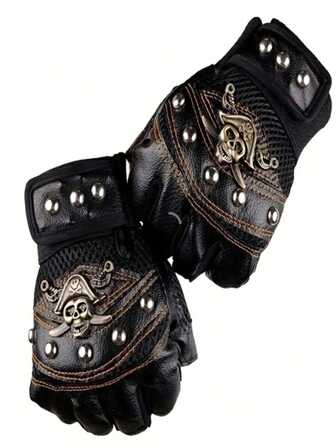 1 pieza Guantes de estilo punk de media-dedo, unisex para ciclismo, fitness, deportes, táctico, escalada, al aire libre antideslizante y transpirable, atuendo de otoño