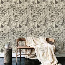 1 Roll Retro Greeting Card Newspaper Self-Adhesive Wallpaper, Newspaper Peel And Stick Wallpaper, Waterproof Living Room Kitchen Bedroom Dormitory Wallpaper, Furniture Refurbishment Wallpaper
