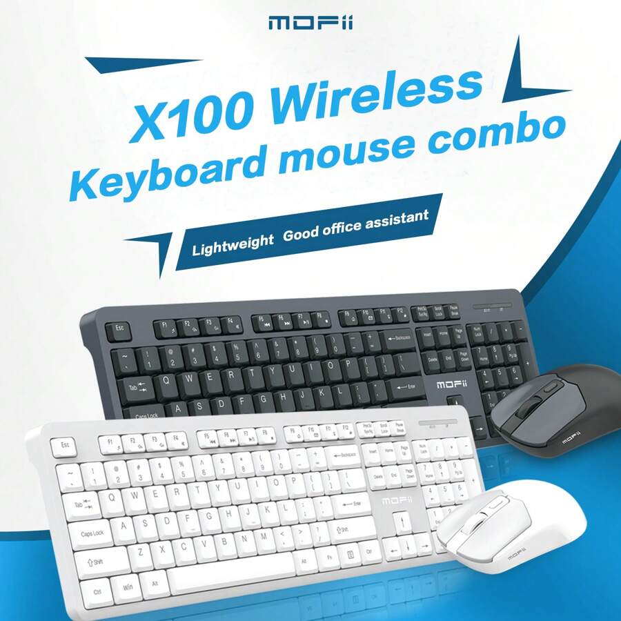 MOFII MOFII Ergonomic 2.4Ghz Wireless Keyboard Mouse Combo For PC/Laptop/Desktop 104Keys Multimedia Function Compact Keyboard With Noiseless Wireless Optical Mouse (Black Or White)