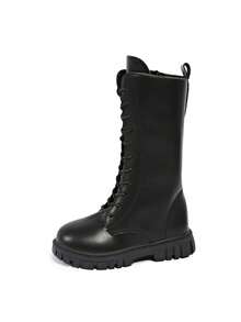 2025 New Style Fashion Versatile Girls Long Shaft Flat Knight Boots, Girls & Big Girls - Black - View 3