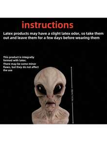 1 Piece, Halloween Alien Vampire Costume Anime Cosplay Sci-Fi UFO Alien Mask Horror Headdress Latex Mask Synthetic Latex Realistic Mask Fun Full Neck Headdress Prank Props Daily Role Play Costume Shooting Props Bar, Club Rave Party Supplies, Stage Performance Accessories (Latex Material Has A Slight Odor)