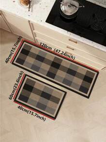 1 pezzo Tappetino da cucina in gel di silice, colore cachi con disegno a blocchi di colore, design lineare, stile minimalista di lusso, tappeto da cucina imbottito anti-fatica, tappeto da cucina assorbente l'acqua e antiscivolo, spessore di circa 3 mm, rifilabile, tappetino morbido e durevole con superficie in tessuto, strato intermedio in schiuma, fondo in gomma, adatto per cucina, bagno, ingresso, lavanderia