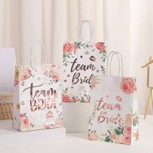 5 piezas Bolsas de papel con estampado de letra floral con papel de aluminio como regalo de boda
