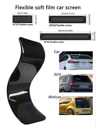 Pantalla flexible LED/Pantalla publicitaria de coche Bluetooth de PP/Pegatina inteligente a todo color para coche/Pantalla blanda, adecuada para varios modelos de coche, se puede personalizar para mostrar el estilo personal