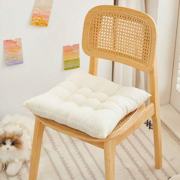 1pc Solid Color Seat Cushion, Elegant Office Chair Pad, Student Dorm Classroom Butt Pad, Seasonal Seat Cushion, Back Pillow