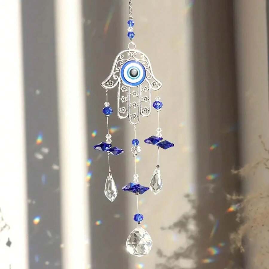 Atrapasueños colgante de cristal para el hogar, carillón de viento, decoración de ventana colgante, mal de ojo, Luna, árbol de la vida, 1 unidad - 3551 B - Ver 1