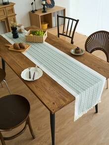 1 tấm khăn trải bàn hình thoi jacquard màu xanh lá cây, trang trí bàn ăn nhà bếp theo phong cách trang trại Mỹ, hình chữ nhật có tua rua ở đầu, thích hợp cho các ngày lễ, tụ họp, sinh nhật, đám cưới và trang trí nhà cửa (nhiều kích cỡ để lựa chọn) - màu xanh lá - Xem 3