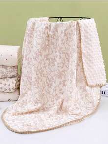 1 件梦幻森林图案婴儿保暖凸起圆点羊毛毯、幼儿园幼儿盖毯、成人办公室防风披肩、儿童汽车座椅套，四季皆宜 - 淺棕色 - 查看 5