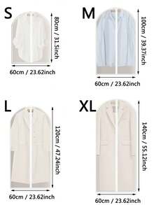 5pcs/Set Extra Large 60*140cm Travel Home Garment Storage Bags, 5 Pcs Extra Long Coat/Suit Dust Covers Foldable Semi-Transparent Clothing Organization Storage Bags, Suitable For Autumn/Winter Wardrobe - Clear - View 3